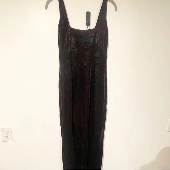 Betsey Johnson Size Small Vintage Purple Velvet Snake Print Bodycon Tank Dress - Picture 4 of 5